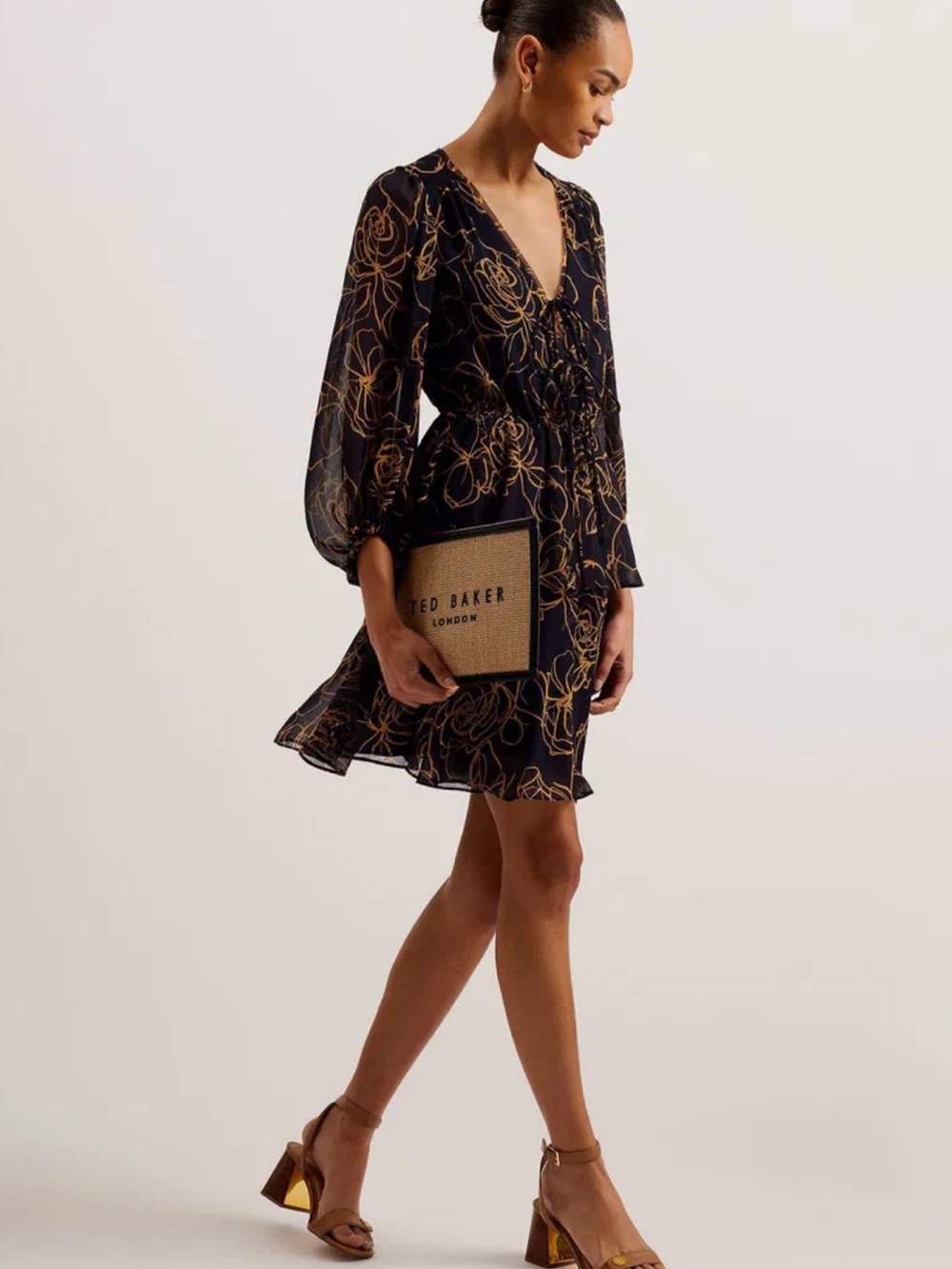 Ted Baker Kumiko V Neck Tie Front Dress